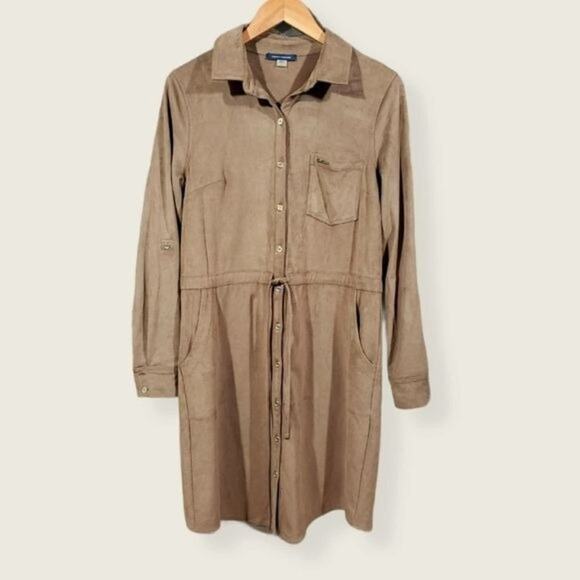 Tommy Hilfiger suede feel button front Shirt dress with tie waist woman's size 6 - Picture 1 of 12